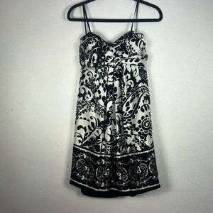 Xscape by Joanna Chen black and white satin feel strapless cocktail dress